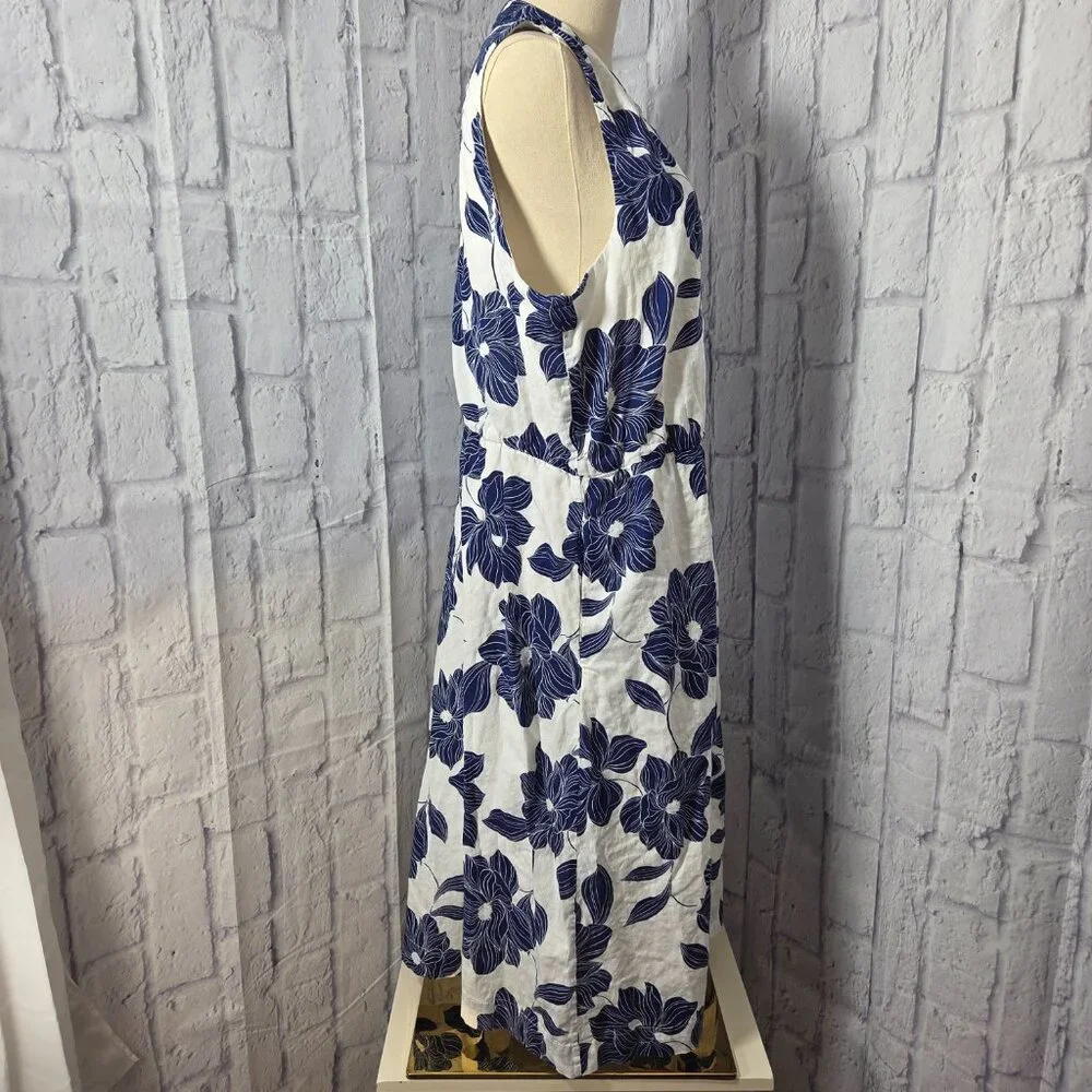 Draper James Extra Large Blue White Floral Cotton Sleeveless Summer Midi Dress - Picture 5 of 11